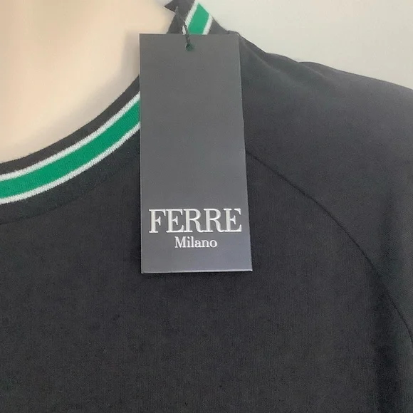 Ferre Black Tee with Green Accents, XL